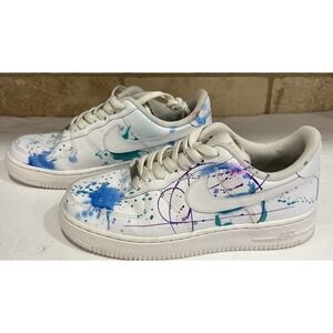 Nike Air Force 1 Splatter Shoes Explosion Blue Green Purple DD8959-100 Size 7